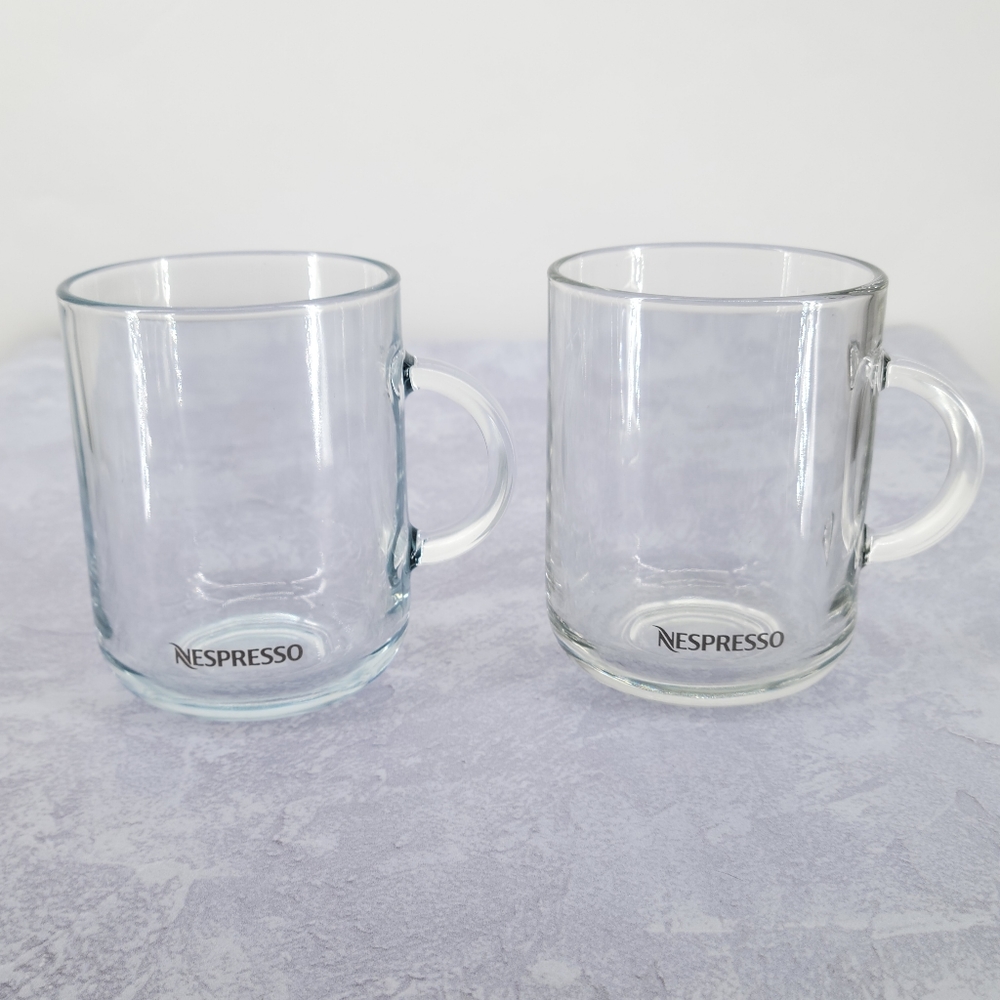 Nespresso Set of Two Clear Glass Coffee Mugs
